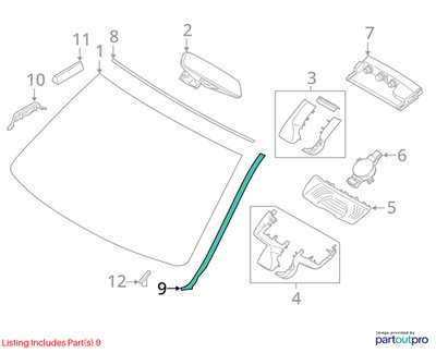 OEM BMW G20 330 M340 Front Left Right Windshield Pillar Rail Molding Trim SET