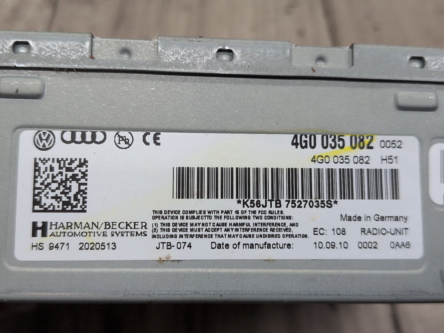2010-2016 Audi S4 B8 Radio Remote Receiver Module Harman Becker 4G0035082 OEM