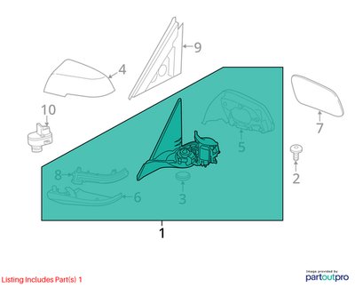 12-18 OEM BMW F30 328 330 335 340 Left Driver Auto Dip Heated Side Mirror