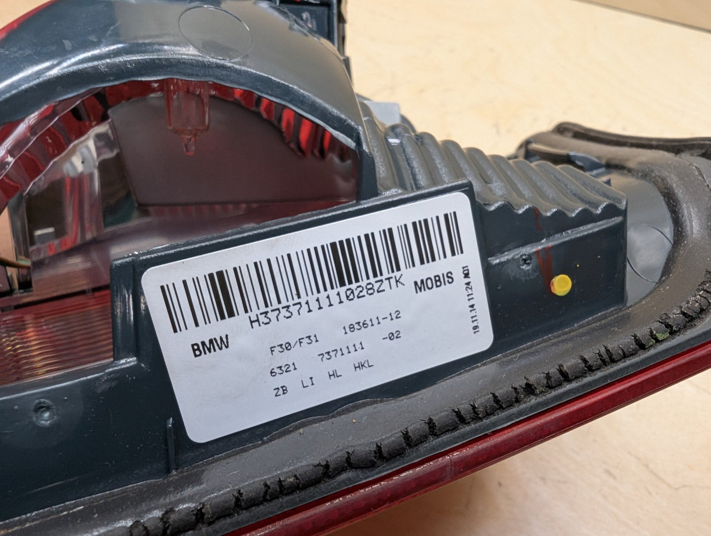 12-15 OEM BMW F30 F31 F80 328 335 M3 Rear Left Driver Side Inner Tail Light Lamp
