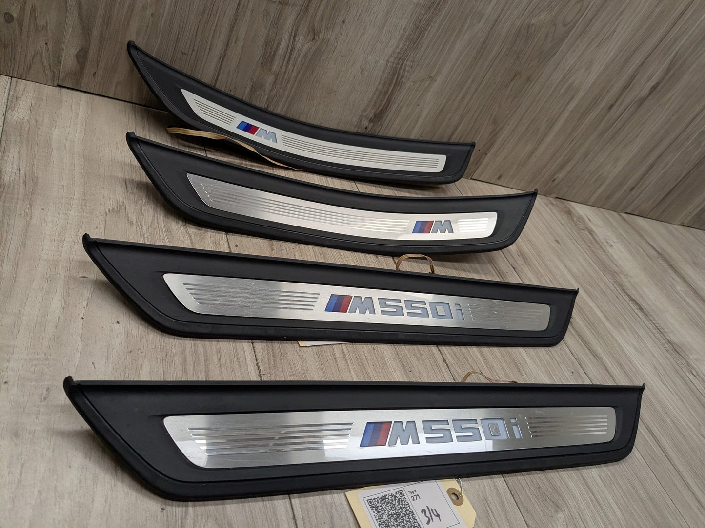 17-20 OEM BMW G30 Rear Left Right Lighter Door Sill Plate Molding M Trim PAIR