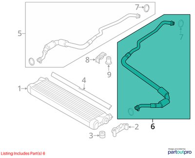 2012-2018 BMW F06 M6 Engine Oil Cooler Line Return Flow SET 2284261