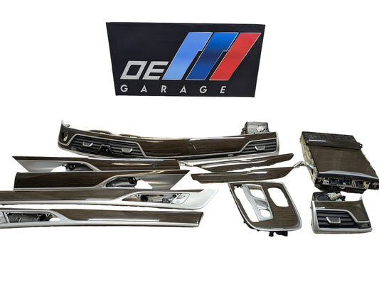 16-19 OEM BMW G12 750 Center Dash Doors Air Vent Wood Interior Light Trim SET
