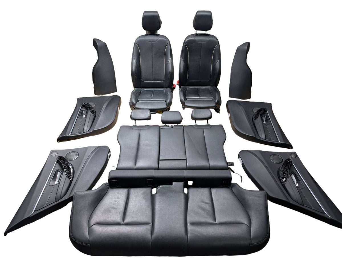 OEM BMW F30 Front Rear Interior SPORT Seats Door Panel SET Black Heated