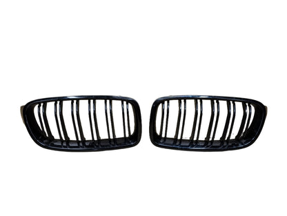 12-18 BMW 328i F30 Front Left Right Upper Bumper Cover Kidney Grilles SET OEM