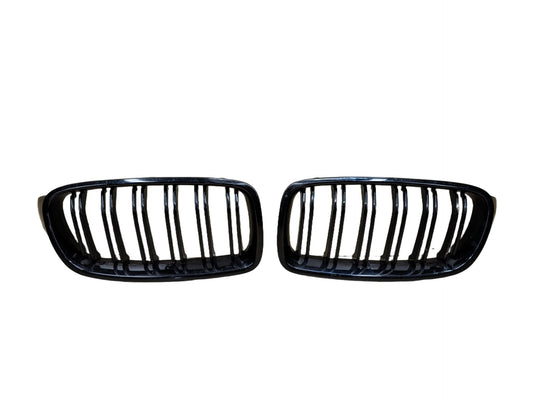12-18 BMW 328i F30 Front Left Right Upper Bumper Cover Kidney Grilles SET OEM