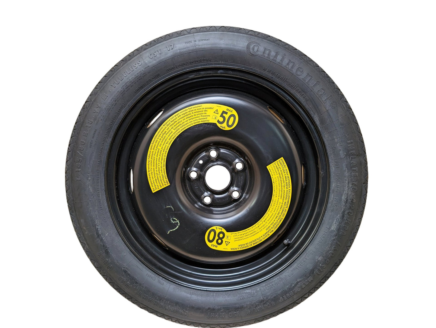 15-18 OEM Audi Q3 18x4 ET27.5 Emergency Spare Wheel Rim Tire PN: 5N0601027E