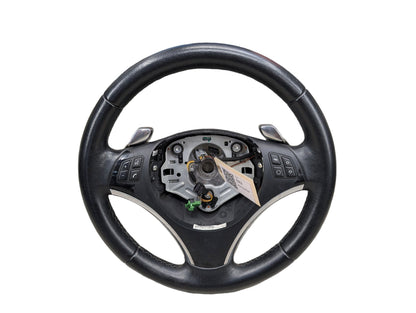 *06-10 OEM BMW E90 E92 E93 Sport Steering Wheel Black LEATHER w/ Shifters OEM