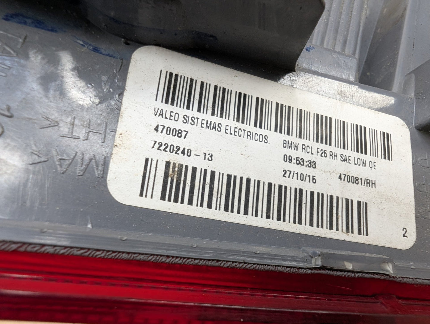 11-17 OEM BMW F25 X3 Rear Right Passenger Side Outer Trunk Tail light