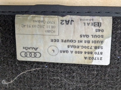 2008 - 2017 Audi S5 8T Front Rear Left Right Mat Carpet Floor Mats SET 8K1863691G
