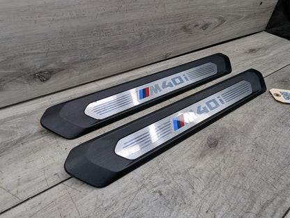 18-21 OEM BMW G01 G02 M40i X3 X4 Front Right Left Door Sills Cover Trim Pair