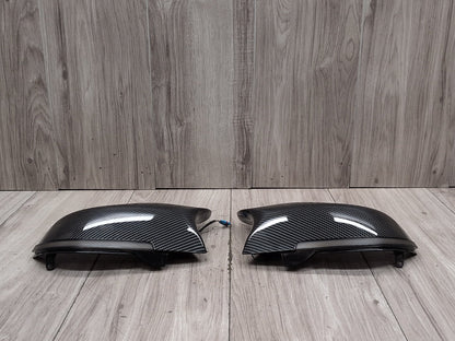 2011-2016 BMW 535i F10 Front Left Right Side Mirror Cap Covers Carbon Style SET