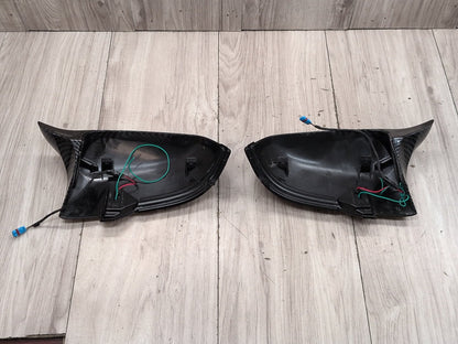 2011-2016 BMW 535i F10 Front Left Right Side Mirror Cap Covers Carbon Style SET