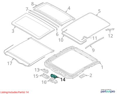 20-24 OEM BMW F44 228 M235 Sun Blind Shade Panoramic Roof Actuator Glass Motor