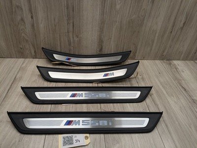 17-20 OEM BMW G30 Rear Left Right Lighter Door Sill Plate Molding M Trim PAIR