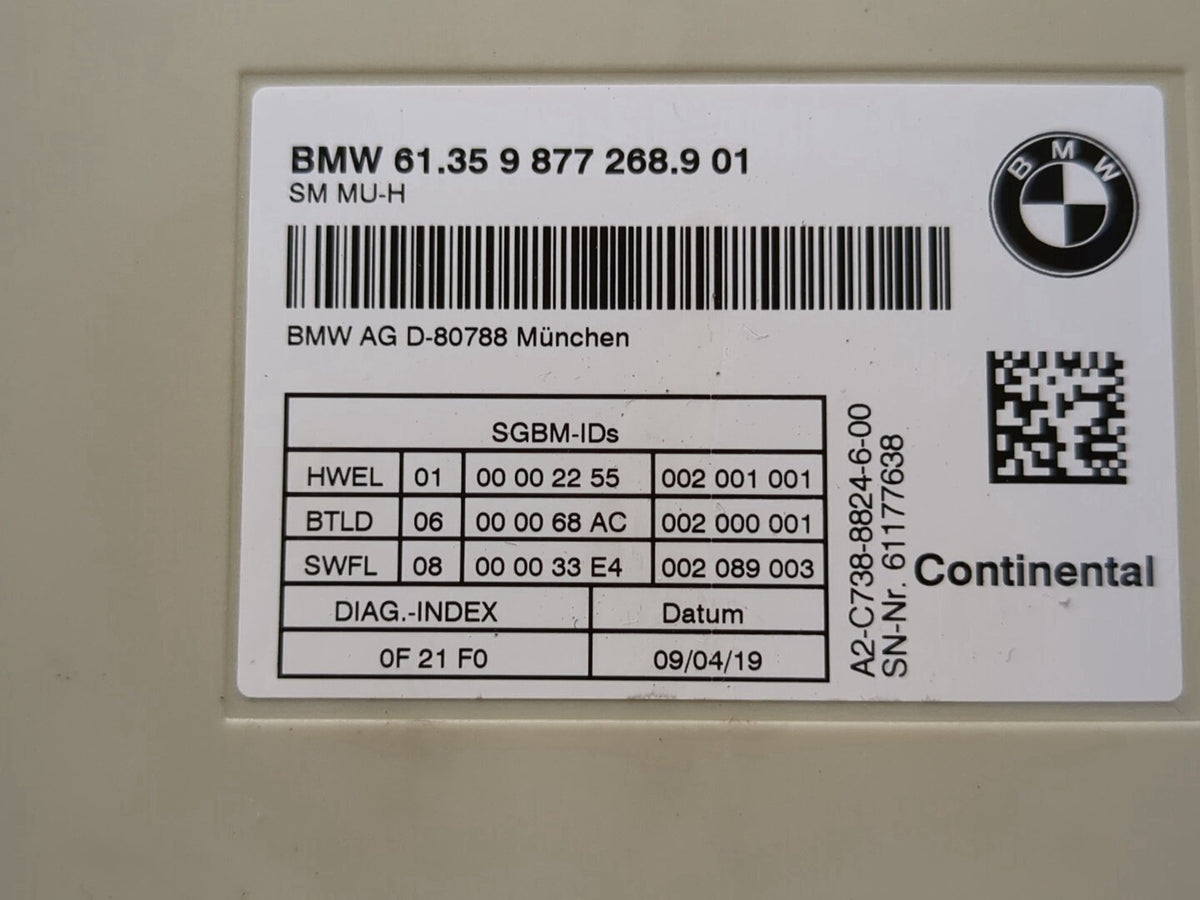 2019-2026 BMW X5 G05 Front Left or Right Seat Control Module 9877268 OEM