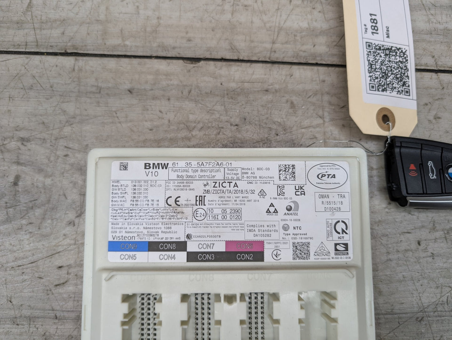 2021-2026 BMW 430i G22 Bdc Body Domain Fem Control Module w/ Key 5A7F2A6