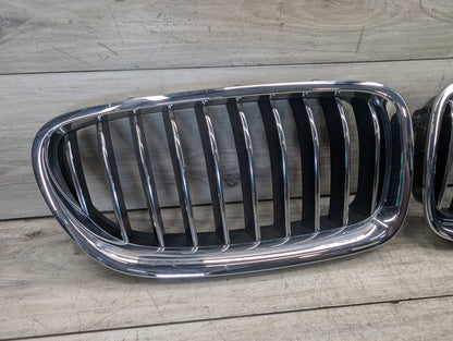 2011 - 2016 BMW 528i F10 Front Left Right Upper Bumper Cover Kidney Grilles SET 7412324 N20B20O0