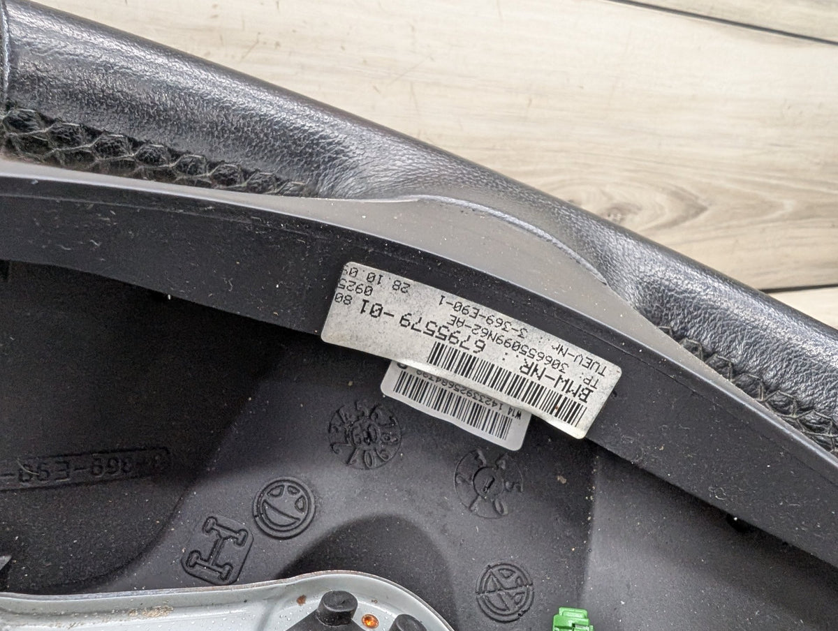 *06-10 OEM BMW E90 E92 E93 Sport Steering Wheel Black LEATHER w/ Shifters OEM