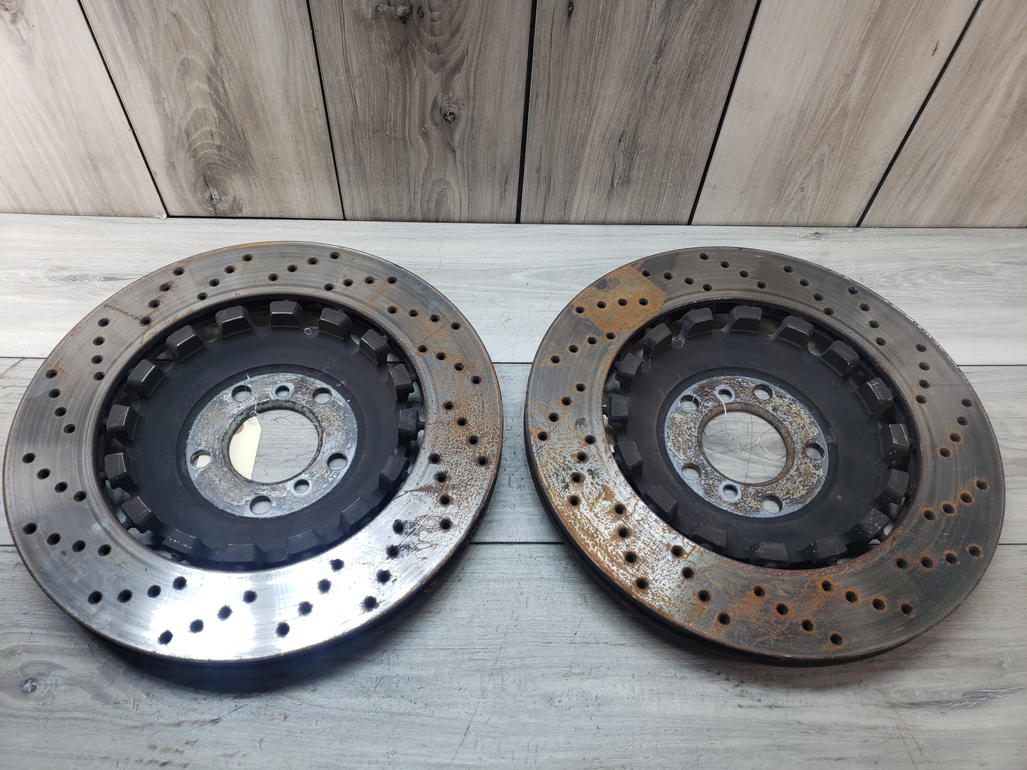 BMW 11-13 F10 M5 Rear Left Right Brake Disc Rotors Pair Set (2) Pre LCI