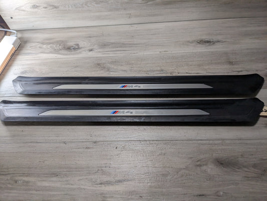 15-20 OEM BMW F82 M4 Coupe Door Sill Plate Molding Trim Left Right SET M SPORT