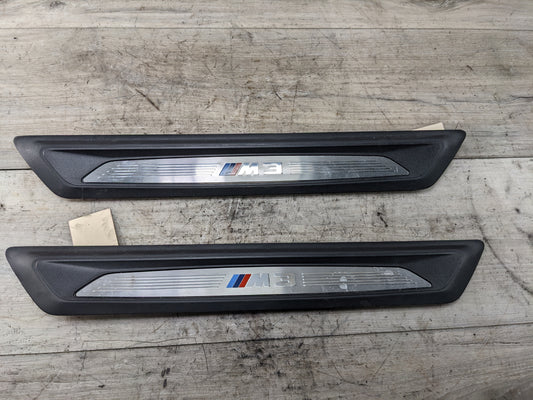 12-18 OEM BMW F80 M3 Front Door Sill Cover Trim Entrance Sill Kick Plates SET