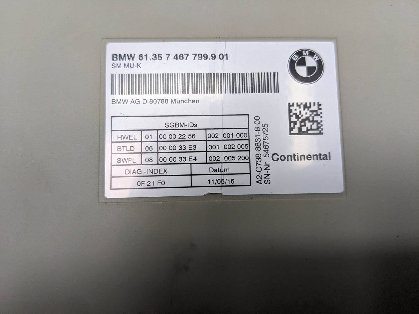 16-19 OEM BMW G12 G11 740 750 Seat Control Memory Module