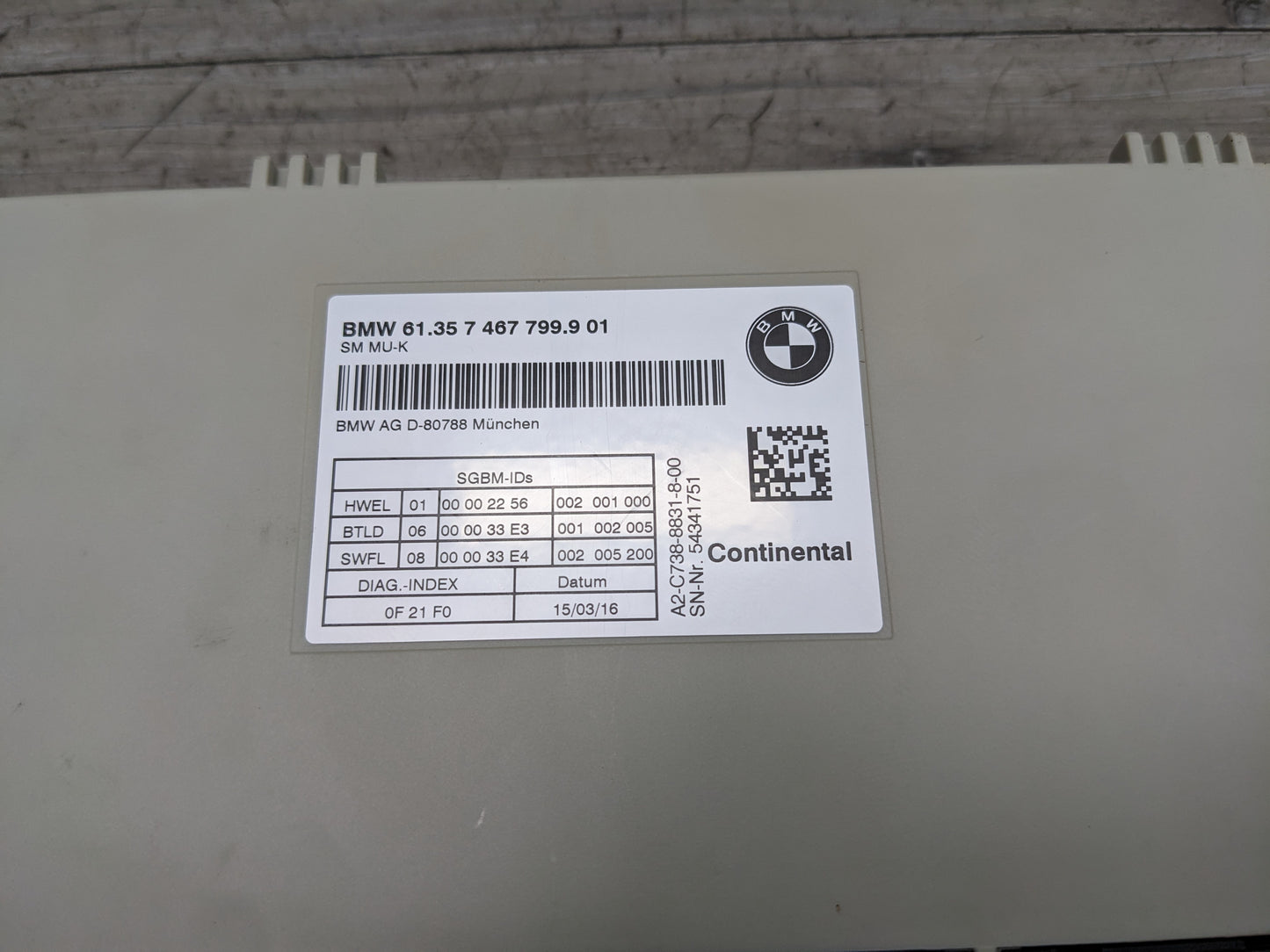 16-19 OEM BMW G12 G11 740 750 Seat Control Memory Module