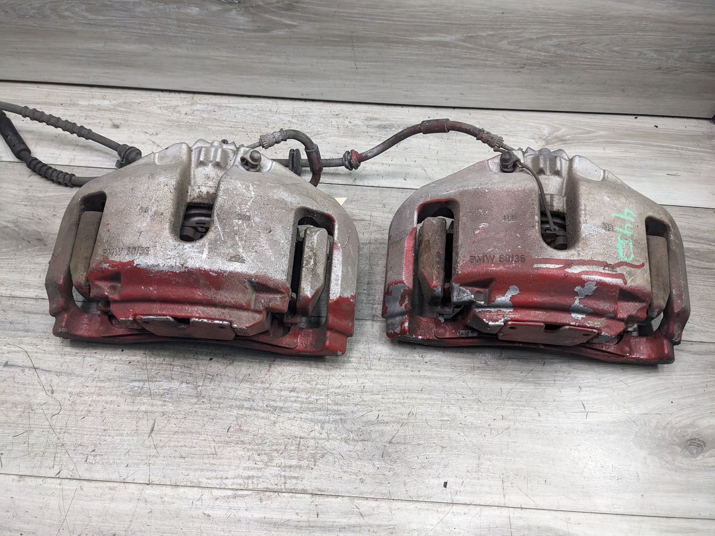 10-18 OEM BMW F07 F10 F12 F13 F01 F02 Front Left Right Brake Caliper Pair RED